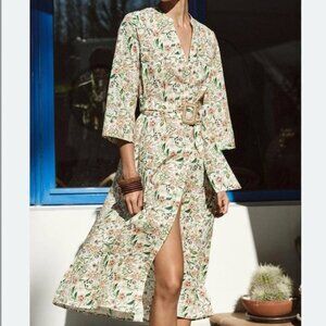 Zara Floral Poplin Midi Dress